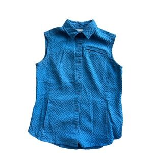 Women's Nike ACG Sleeveless Shirt- Blue Seersucker - Size Medium outdoor, hiking